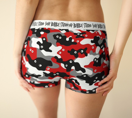 Ms Boxer Googly-Camo Red