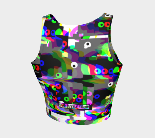 Athletic Crop-Top  Googly-Camo Glitch