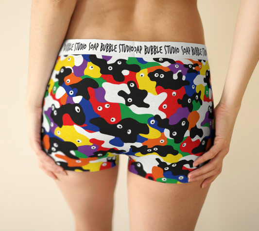 Ms Boxer Googly-Camo Rainbow