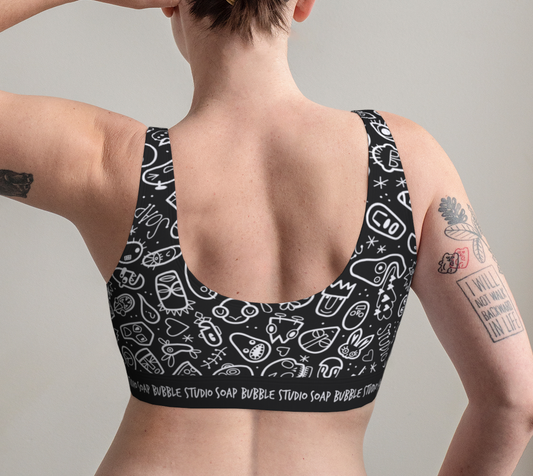 Scoop Bralette Faces B/W