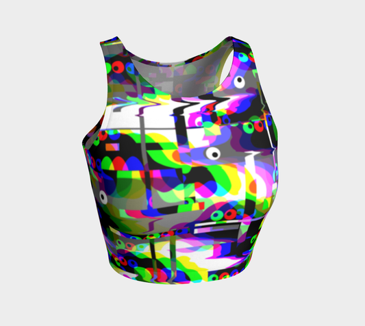 Athletic Crop-Top  Googly-Camo Glitch