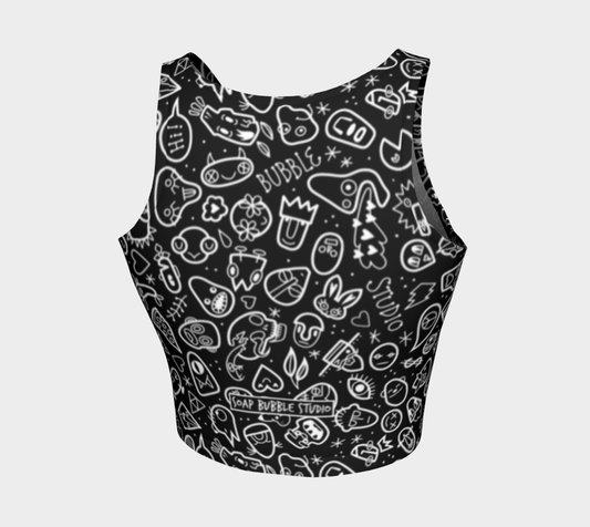 Athletic Crop-Top Faces B/W