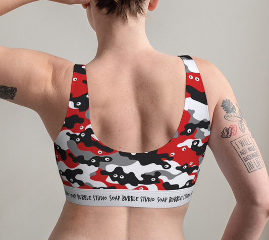Scoop Bralette Googly-Camo Red