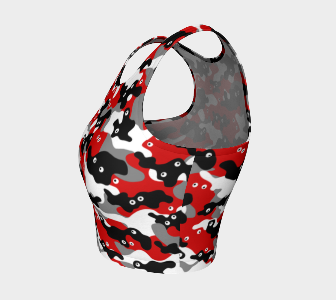 Athletic Crop-Top Googly-Camo Red