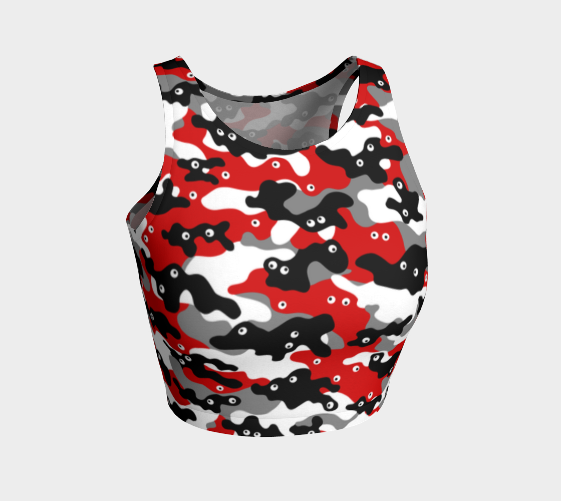 Athletic Crop-Top Googly-Camo Red
