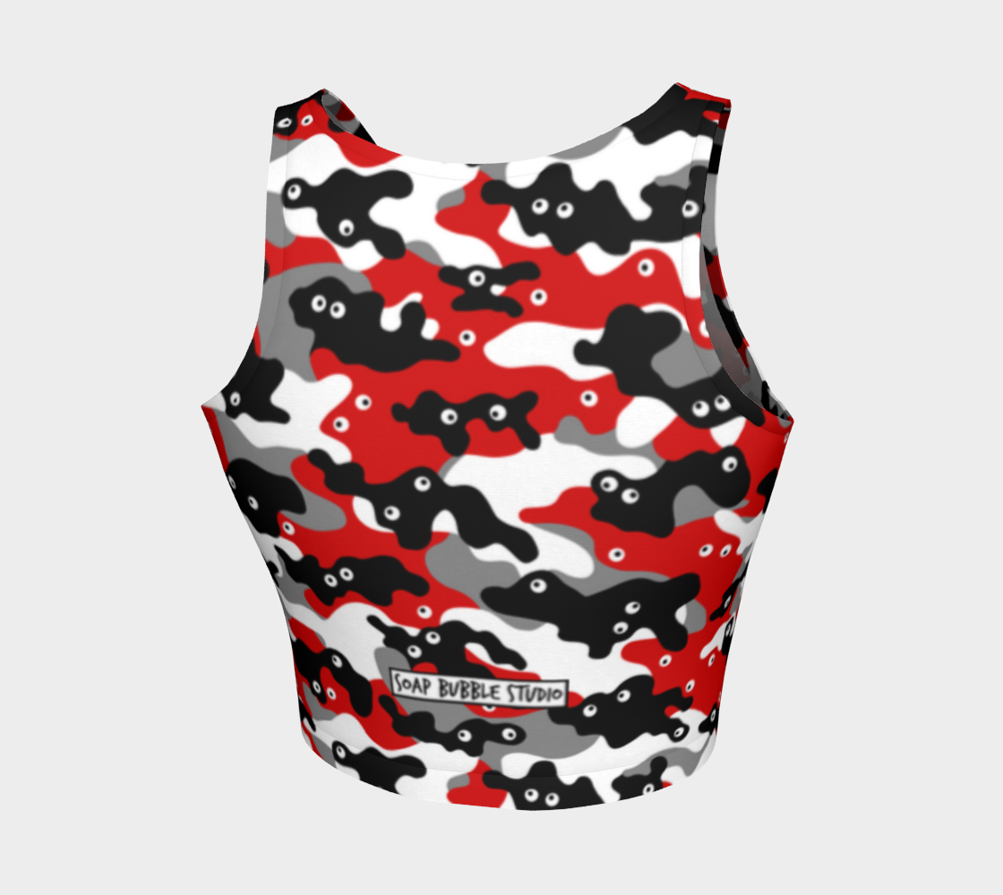 Athletic Crop-Top Googly-Camo Red