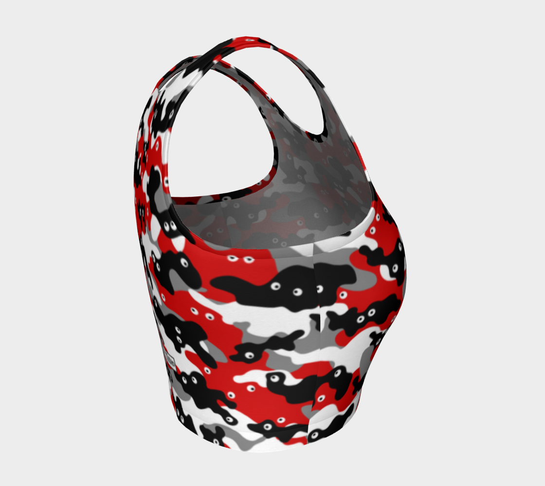 Athletic Crop-Top Googly-Camo Red