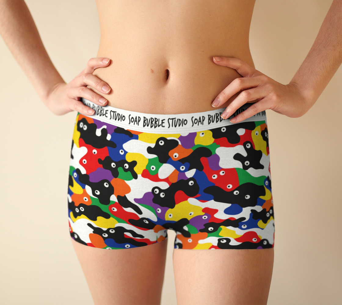 Ms Boxer Googly-Camo Rainbow