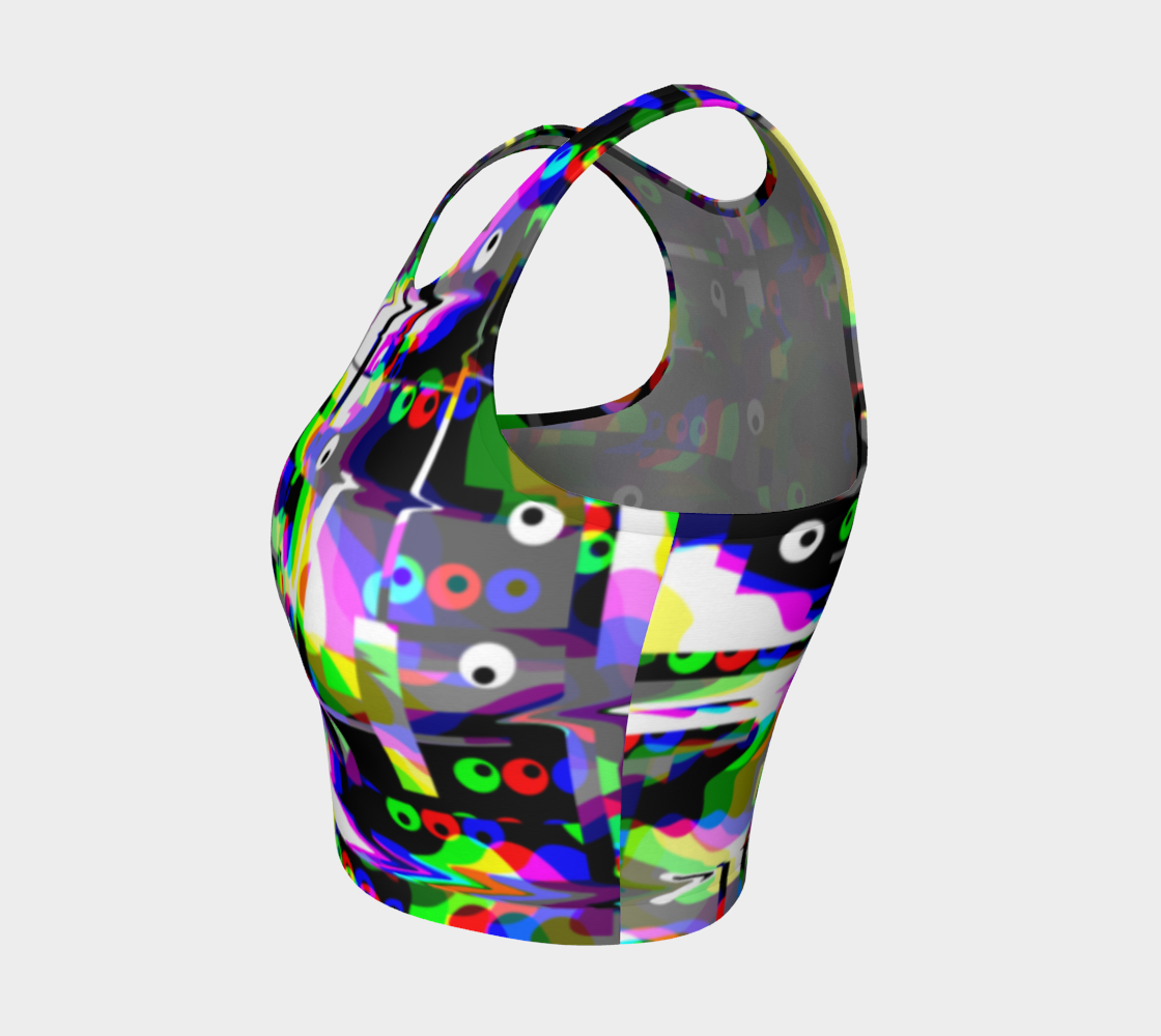 Athletic Crop-Top  Googly-Camo Glitch
