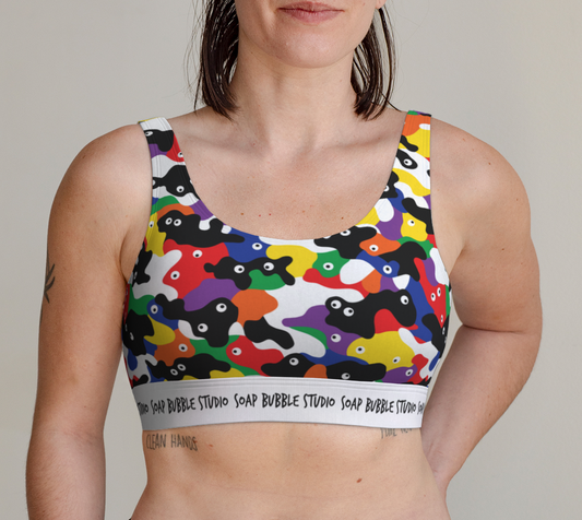 Scoop Bralette  Googly-Camo Rainbow