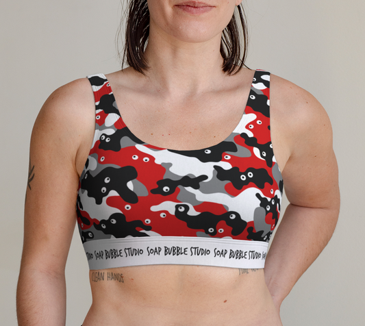 Scoop Bralette Googly-Camo Red